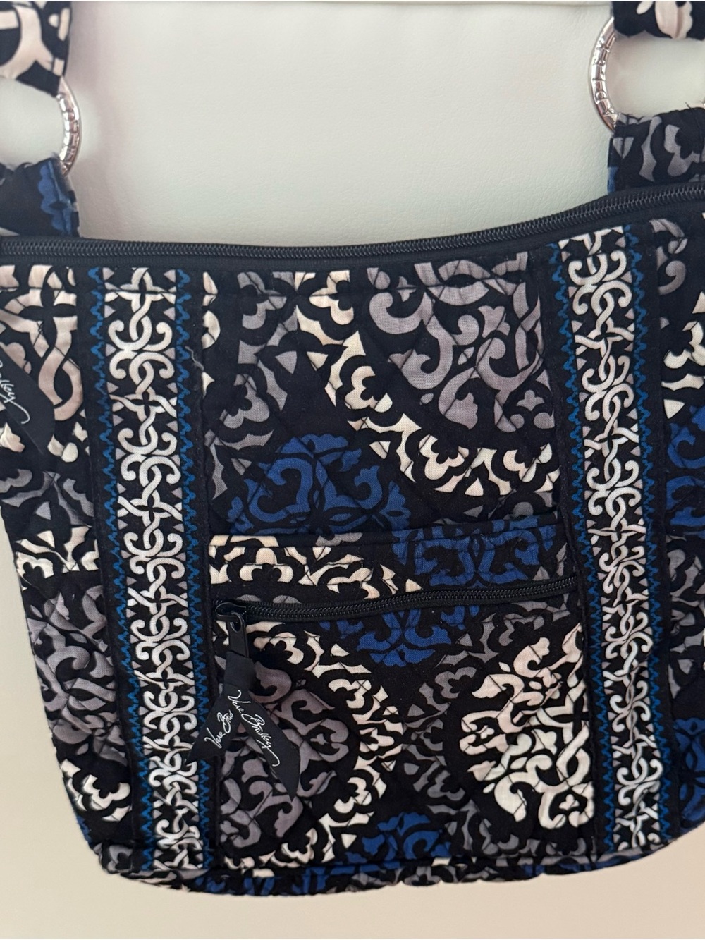 Vera Bradley Quilted Blue and Black Patterned Shoulder Bag